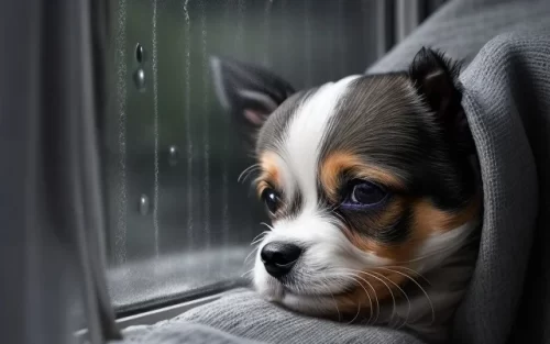 Dogs can become quite scared during thunderstorms